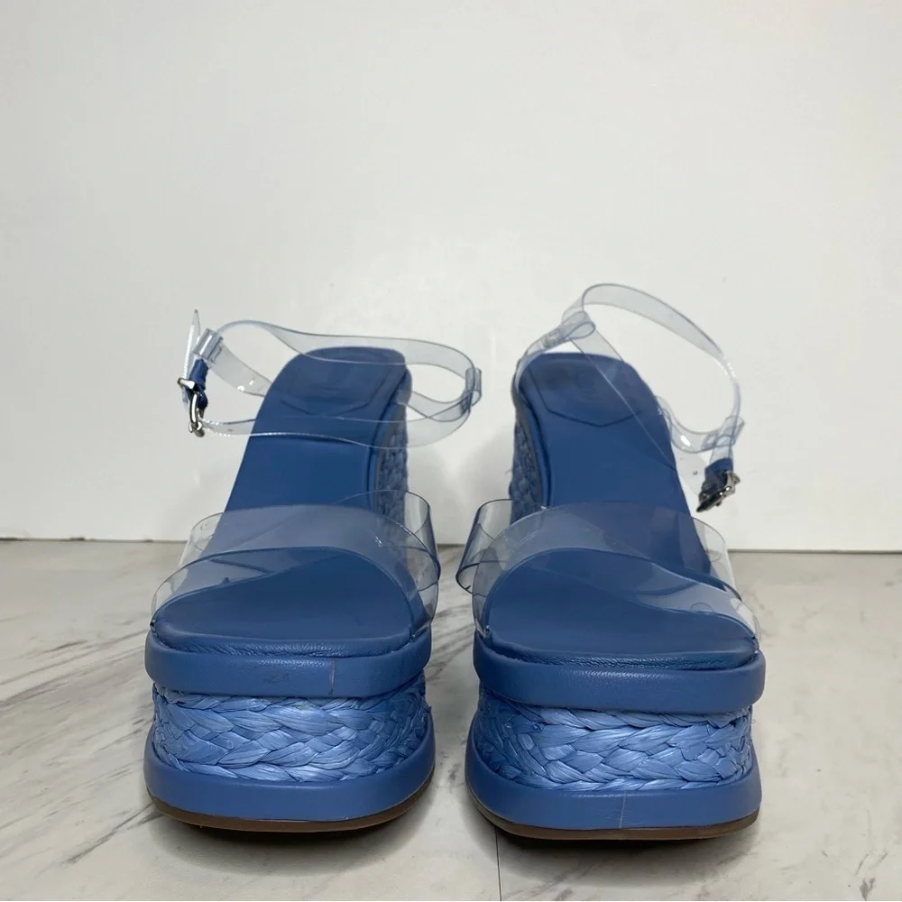Schutz Caryne Blue Wedge Heel Sandal 10 1/2 B